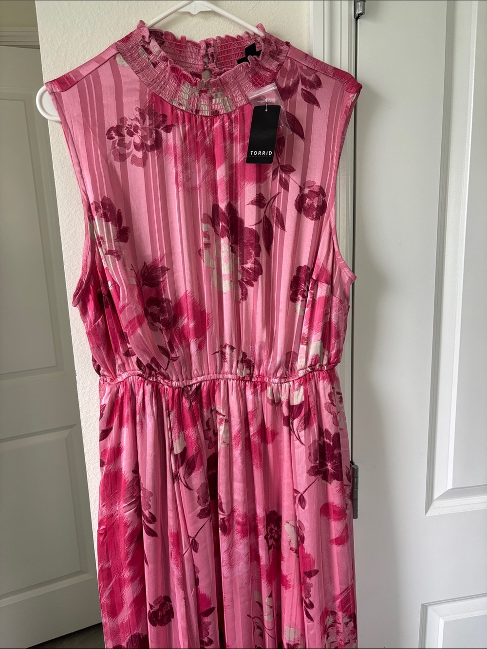 torrid Pink Floral Pleated High-Neck Maxi Dress